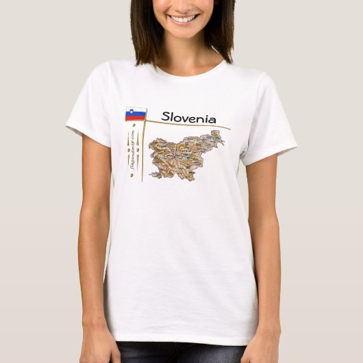 Sloveense kaart + vlag + titel T-shirt (Voorkant)