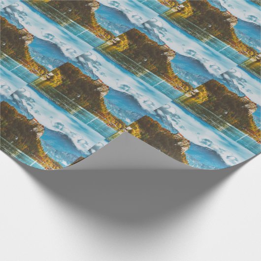 Sloveense klif kijkt uit op Bled Castle. Cadeaupapier (Hoek)