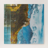 Sloveense klif kijkt uit op Bled Castle. Legpuzzel (Horizontaal)