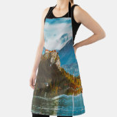 Sloveense klif kijkt uit op Bled Castle. Schort (Insitu)