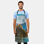 Sloveense klif kijkt uit op Bled Castle. Schort (Gedragen)