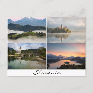 Sloveense landschappen met kerken collage souvenir briefkaart