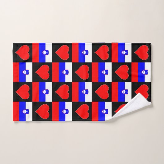 Sloveense vlag en Heart Pattern Pride Handdoek (Handdoek)