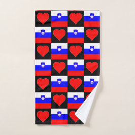 Sloveense vlag en Heart Pattern Pride Handdoek