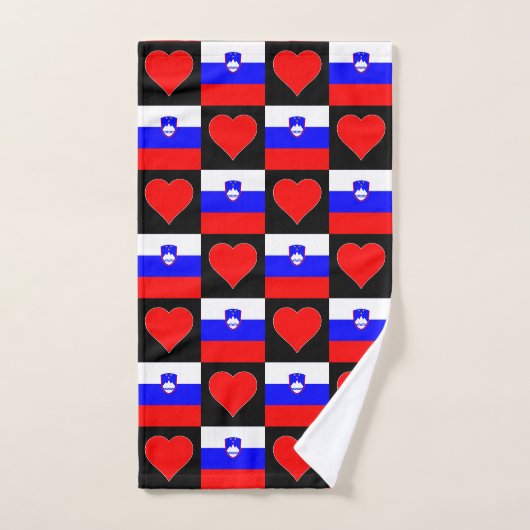 Sloveense vlag en Heart Pattern Pride Handdoek (Handdoek)