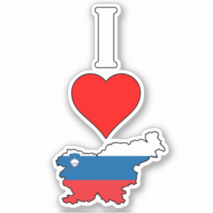 Sloveense vlag - kaart I Love / Heart Slovenië Ver Sticker