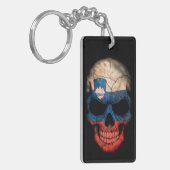 Sloveense vlag schedel op zwart sleutelhanger (Voorkant Links)