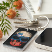 Sloveense vlag schedel op zwart sleutelhanger (Voorkant Rechts)