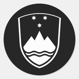 Slovenia coat of arms, simple, black and white ronde sticker