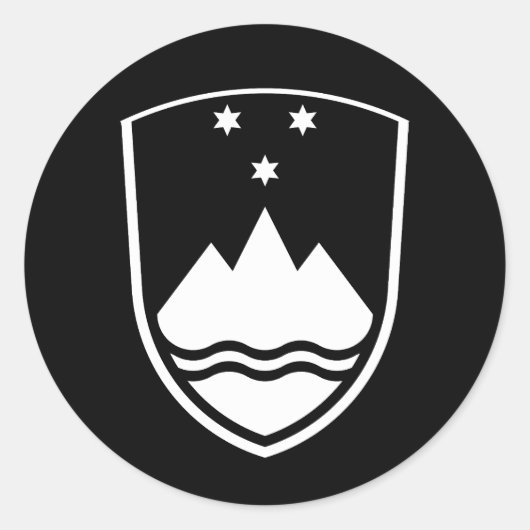 Slovenia coat of arms, simple, black and white ronde sticker (Voorkant)