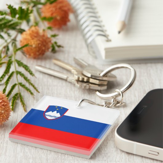 Slovenia Flag Sleutelhanger (Voorkant Rechts)