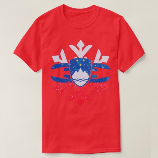 Slovenia Flag Winter Snowflake Design T-shirt (Design voorkant)