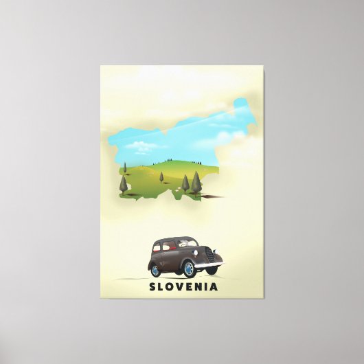 Slovenië Afbeelding van kaartreisposter Canvas Afdruk (Voorkant)