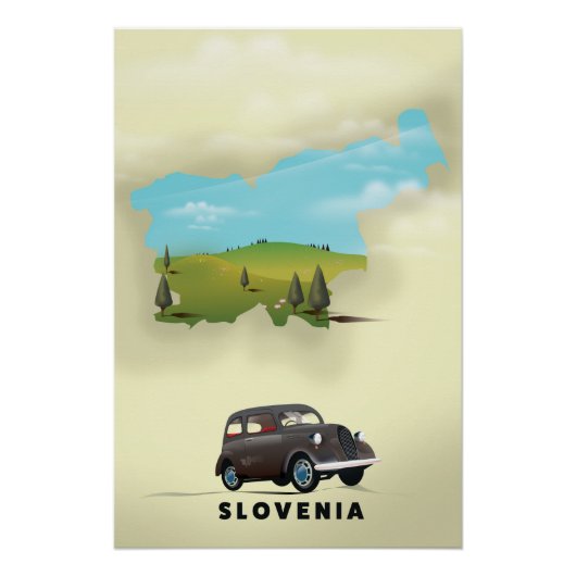 Slovenië Afbeelding van kaartreisposter Perfect Poster (Voorkant)