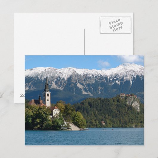 Slovenië, Bled, Lake Bled, Bled Island, Bled 2 Briefkaart (Voorkant / Achterkant)