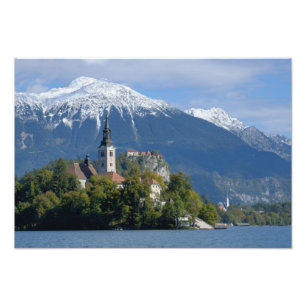 Slovenië, Bled, Meer van Bled, Bled-eiland, Bled Foto Afdruk