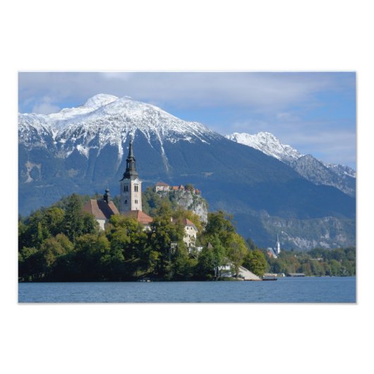 Slovenië, Bled, Meer van Bled, Bled-eiland, Bled Foto Afdruk (Voorkant)