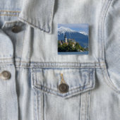 Slovenië, Bled, Meer van Bled, Bled Eiland, Bled Vierkante Button 5,1 Cm (In situ)
