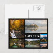 Slovenië en Bled-landschappen, collage zwart lijst Briefkaart (Voorkant / Achterkant)