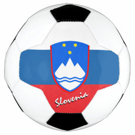 Slovenië Football en Sloveense vlag / sport Voetbal