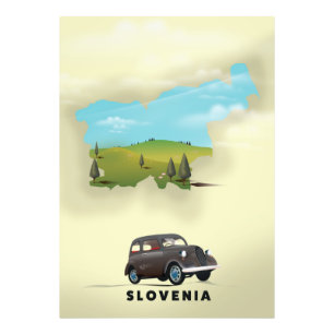 Slovenië Geïllustreerde kaart reisposter Foto Afdruk