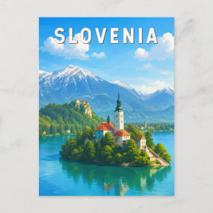 Slovenië Illustratie Reis Kunst Vintage Briefkaart