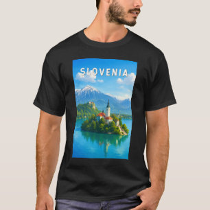 Slovenië Illustratie Reis Kunst Vintage T-shirt