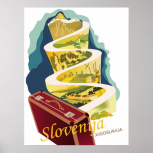 Slovenië, Joegoslavië, vintage reis Poster