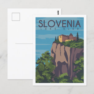 Slovenië Lake Bled Travel Place Illustratie Briefkaart