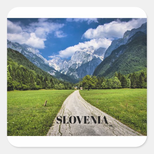 Slovenië, landschapsfoto met Alpen Vierkante Sticker (Voorkant)
