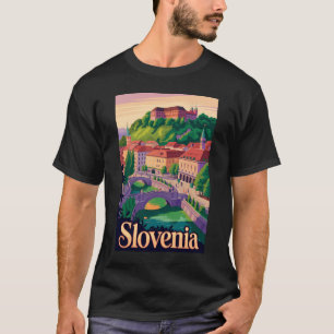 Slovenië Ljubljana Brug Illustratie Reis Kunst T-shirt