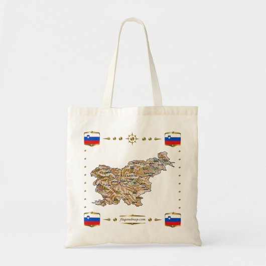 Slovenië Map + Flags Bag Tote Bag (Voorkant)