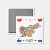 Slovenië Map + Flags Magnet (Voorkant / Achterkant)