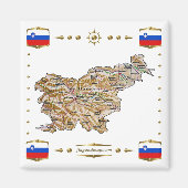 Slovenië Map + Flags Magnet (Voorkant)