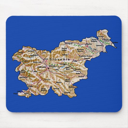 Slovenië Map Mousepad Muismat (Voorkant)