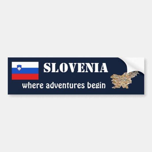 Slovenië Markering + Kaart Bumpersticker (Voorkant)