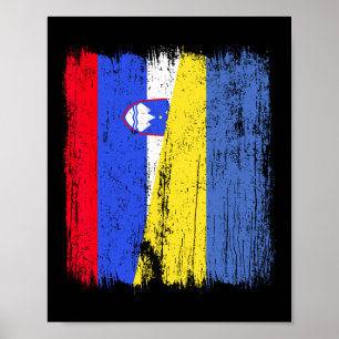 Slovenië Oekraïne Half Vlag Sloveens Oekraïense Er Poster