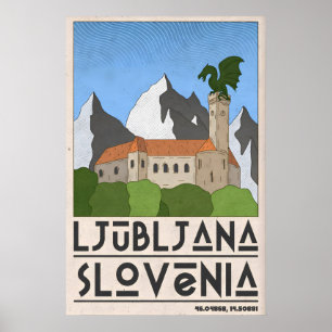 Slovenië Reisposter Ljubljana Kasteeltoren Poster