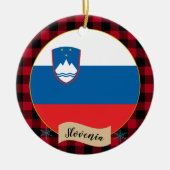 Slovenië, Rode buffels en Sloveense vlag Keramisch Ornament (Voorkant)