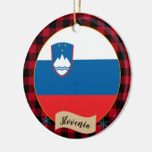 Slovenië, Rode buffels en Sloveense vlag Keramisch Ornament (Links)