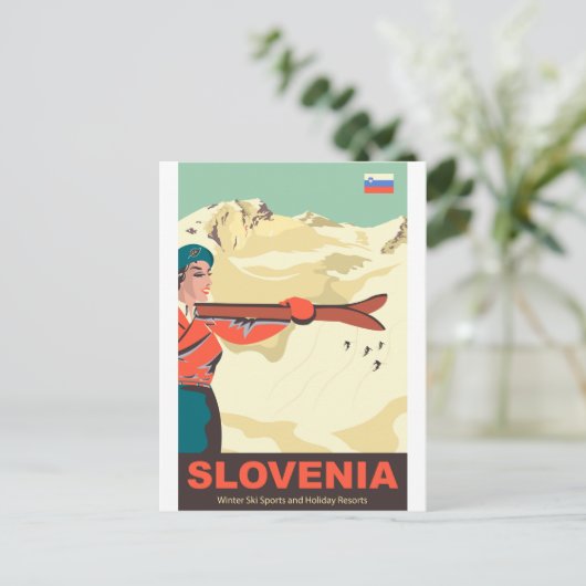Slovenië Ski Runs Briefkaart (Staand voorkant)