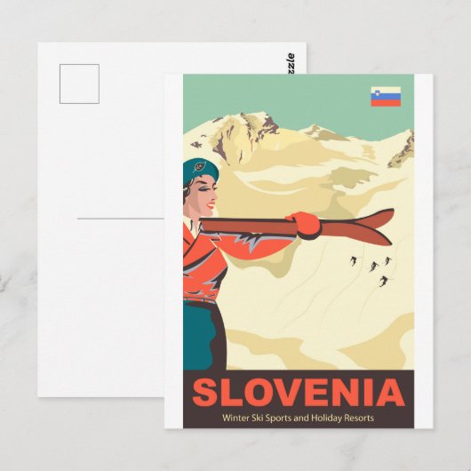 Slovenië Ski Runs Briefkaart (Voorkant / Achterkant)