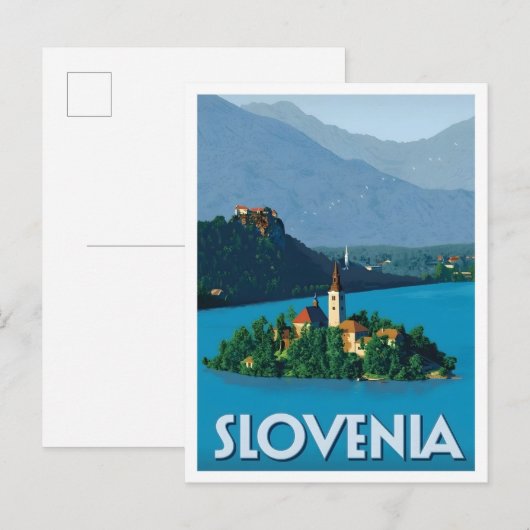 Slovenië Vintage Kunst Reizen Briefkaart (Voorkant / Achterkant)