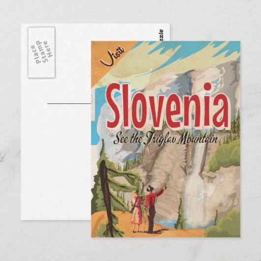 Slovenië Vintage Travel Poster Briefkaart (Voorkant / Achterkant)
