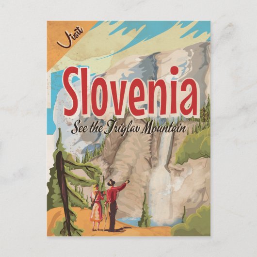 Slovenië Vintage Travel Poster Briefkaart (Voorkant)