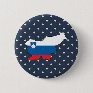 slovenië - vlag - kaart over pooldommen ronde button 5,7 cm