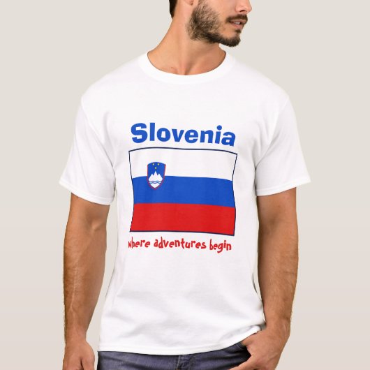 Slovenië vlag + kaart + tekst T-shirt (Voorkant)