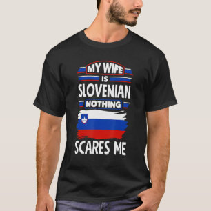 Slovenië vlag mijn vrouw is Sloveens nodingen die T-shirt