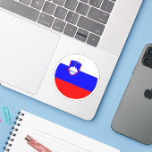 Slovenië Vlag Ronde Sticker (Laptop met iPhone)