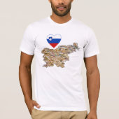 Slovenië — Vlaggenkop en kaart T-Shirt (Voorkant)